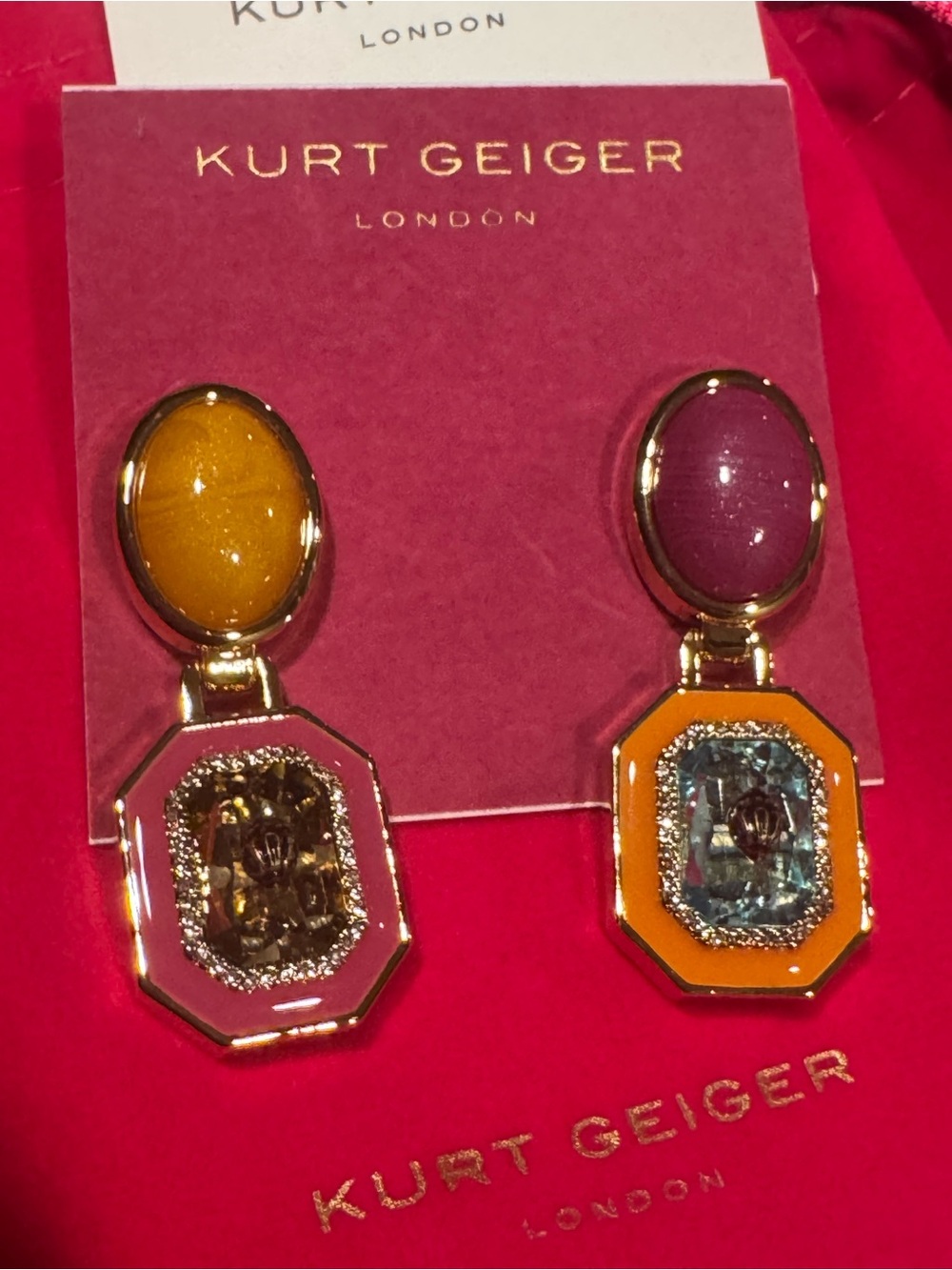 Kurt Geiger $148  Multi-Color Drop Earrings with Signature Logo Gold Tone